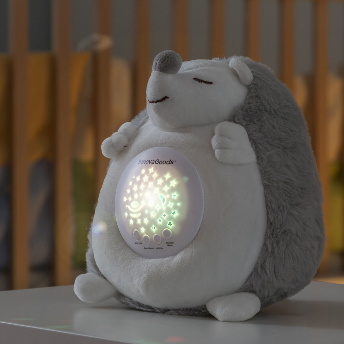 Innovagoods Hedgehog Knuffel Met Witte Ruis En Nachtlampprojector Spikey Innovagoods