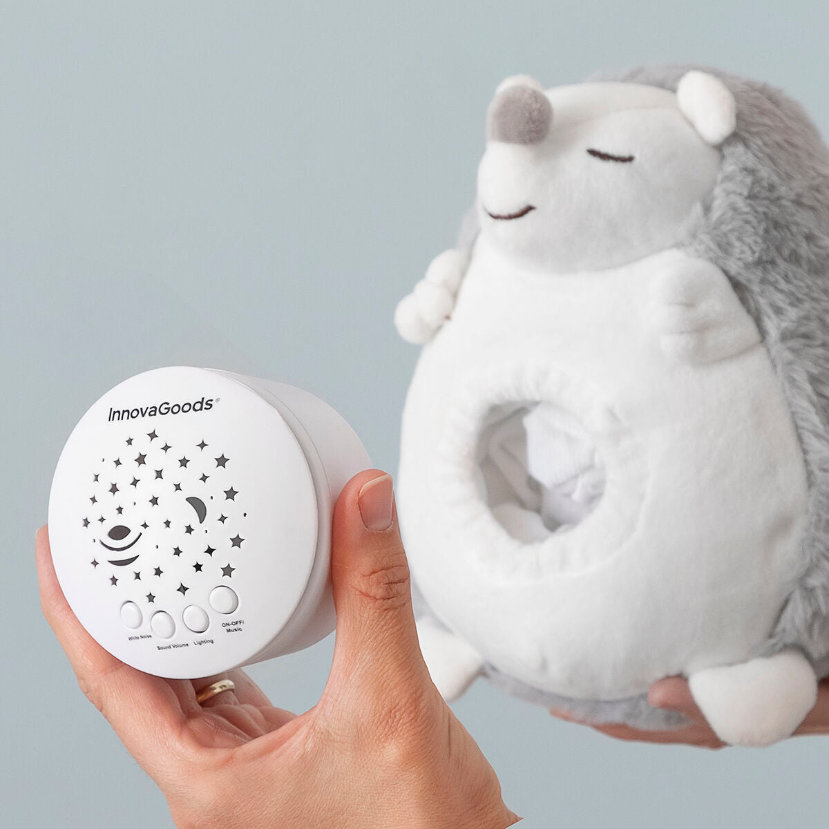 Innovagoods Hedgehog Knuffel Met Witte Ruis En Nachtlampprojector Spikey Innovagoods