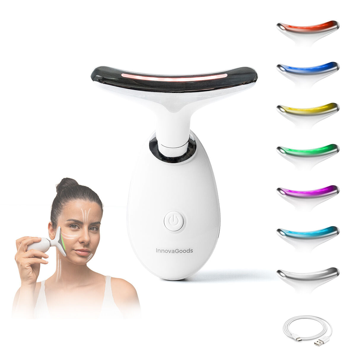 Innovagoods Elektrische Verstevigende Gezichts- En Nekmassage Met Led, Ems En Warmte Selora Innovagoods