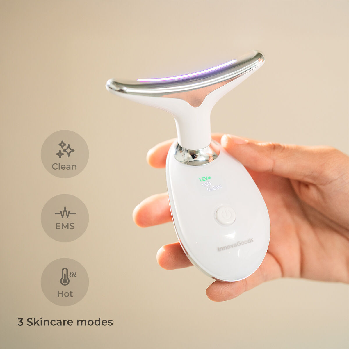 Innovagoods Elektrische Verstevigende Gezichts- En Nekmassage Met Led, Ems En Warmte Selora Innovagoods
