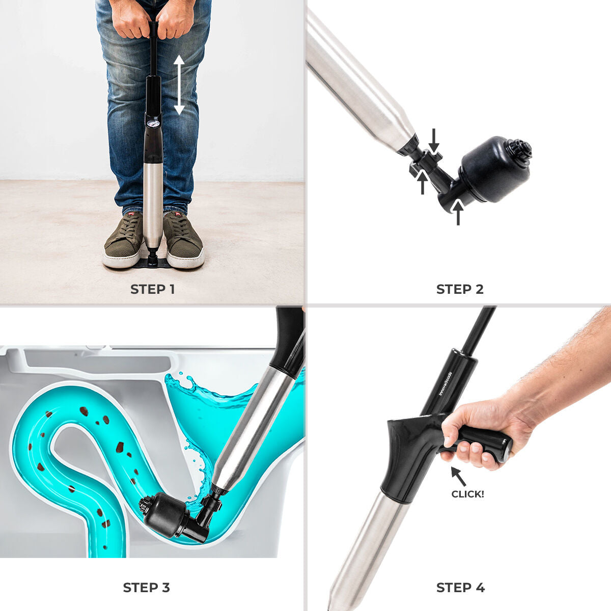 Innovagoods Hogedruk Persluchtontstopper Met Accessoires En 5-In-1 Manometer Jetpro Innovagoods