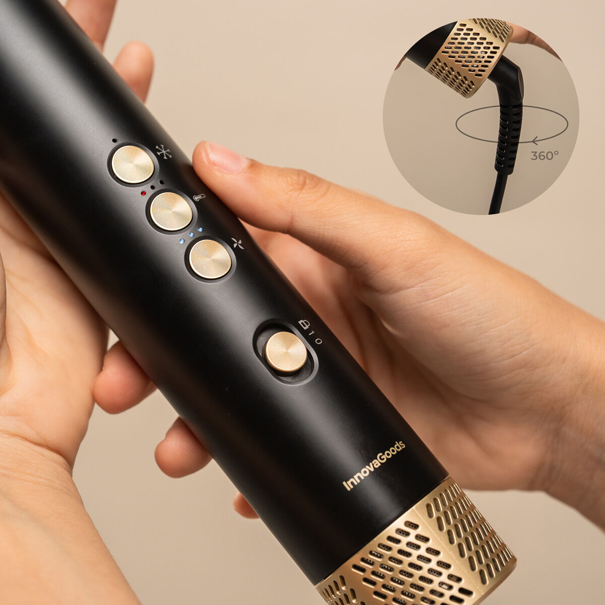 Innovagoods Ionische Multifunctionele Luchtdroger En Styler Borstel Met Coanda Technologie En 7 Accessoires Wavify Innovagoods