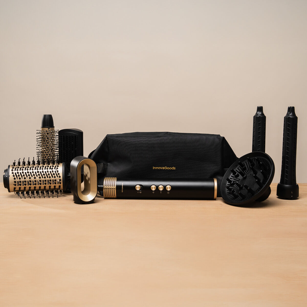 Innovagoods Ionische Multifunctionele Luchtdroger En Styler Borstel Met Coanda Technologie En 7 Accessoires Wavify Innovagoods
