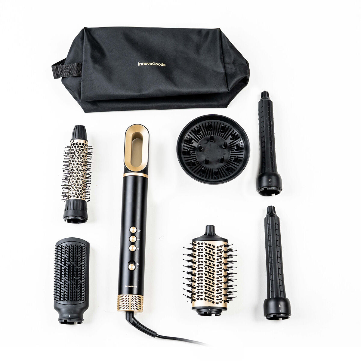 Innovagoods Ionische Multifunctionele Luchtdroger En Styler Borstel Met Coanda Technologie En 7 Accessoires Wavify Innovagoods